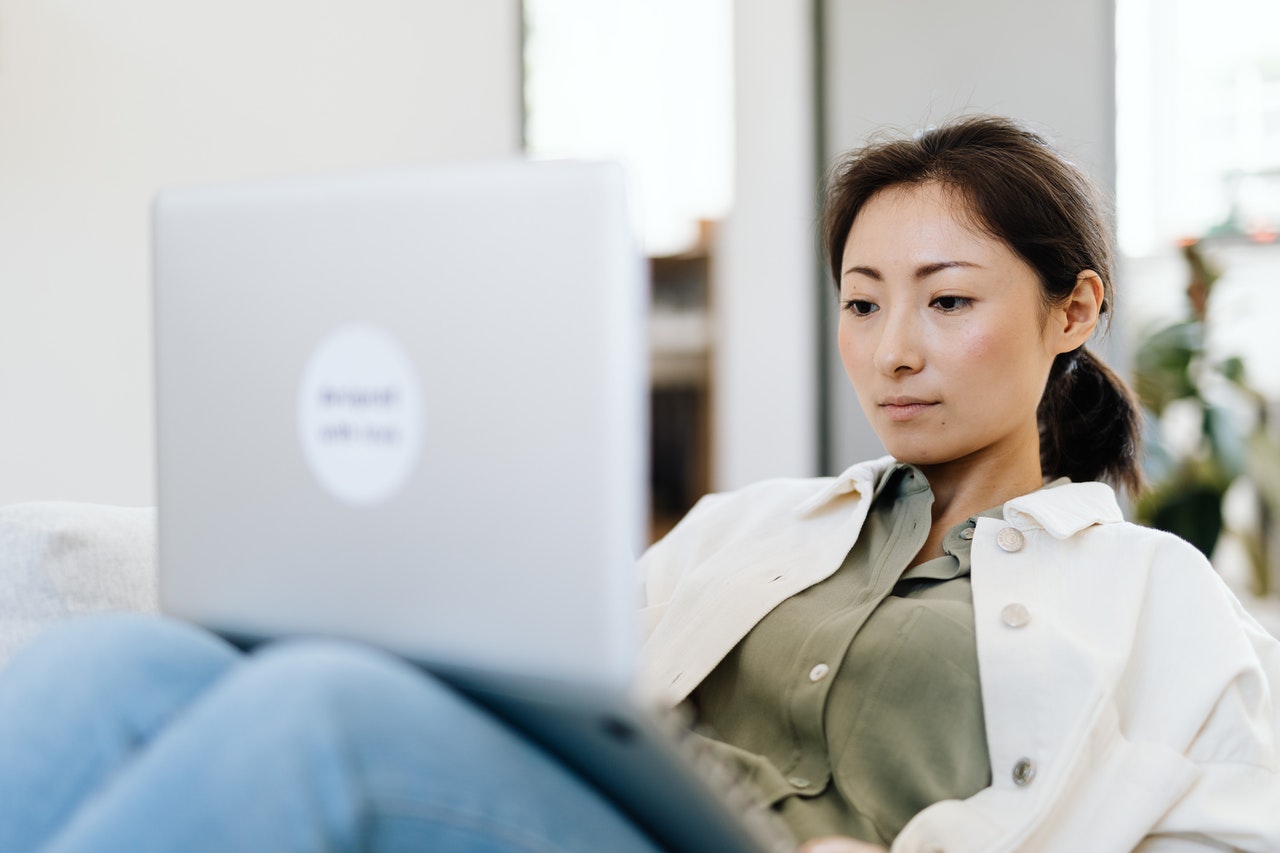 woman using laptop